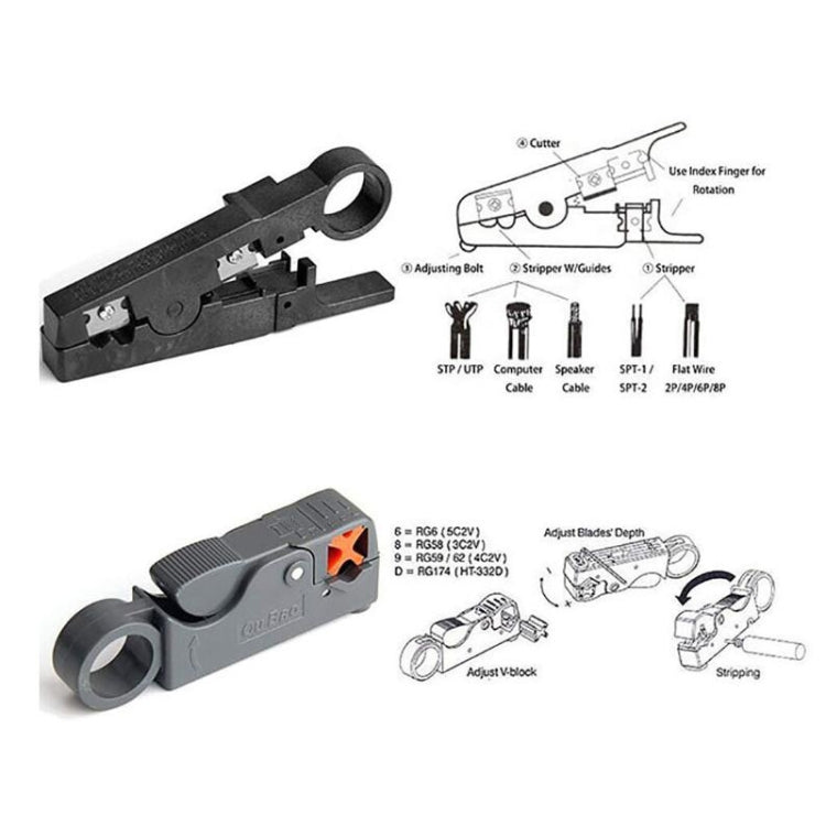 Three-purpose Network Cable Clamp Tester Hand Tool Set Home Network Repair Kit, 12 in 1
