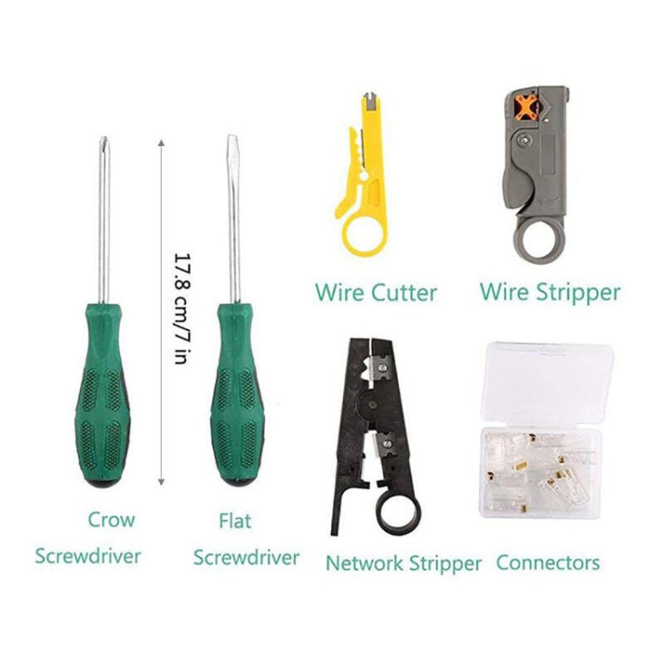 Three-purpose Network Cable Clamp Tester Hand Tool Set Home Network Repair Kit, 12 in 1
