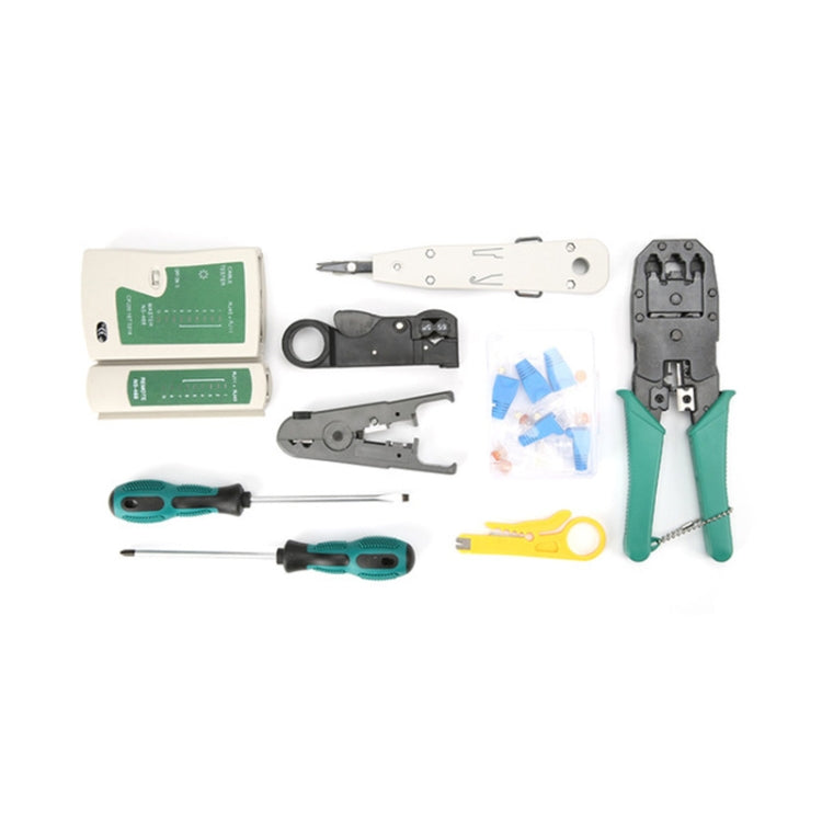 Three-purpose Network Cable Clamp Tester Hand Tool Set Home Network Repair Kit, 12 in 1