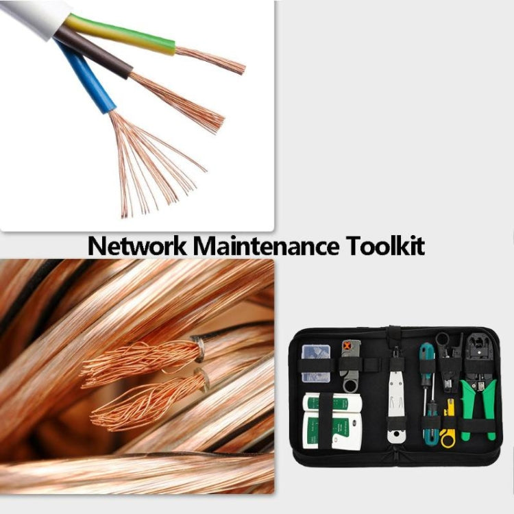 Three-purpose Network Cable Clamp Tester Hand Tool Set Home Network Repair Kit, 12 in 1