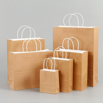 10 PCS Elegant Kraft Paper Bag With Handles for Wedding/Birthday Party/Jewelry/Clothes, 16x22x8cm, 22x27x11cm, 12x15x6cm, 26x33x12cm