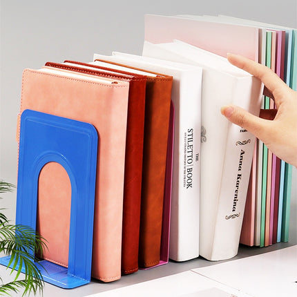 2 PCS Simple Metal Bookend Support Frame Non Slip Book Stand Desktop Organizer