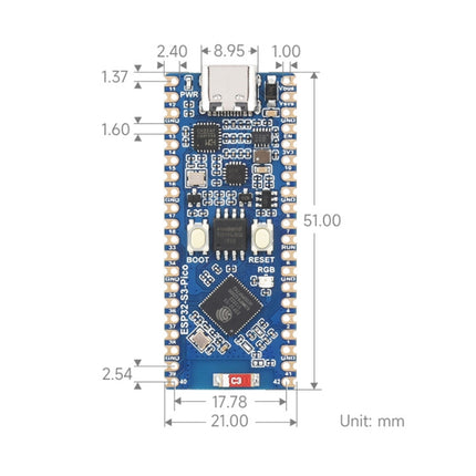 Waveshare ESP32-S3 Microcontroller, 2.4 GHz Wi-Fi Development Board Dual-core Processor, 23803