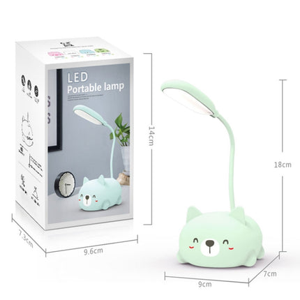 Cartoon Cat Design LED Eye Protection Reading Lamp USB Rechargeable Desk Lamp, Blue, White, Green, Pink