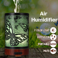 Butterfly Pattern Air Humidifier Essential Oil Diffuser Mist Maker Colorful LED Lamp  Diffuser Aromatherapy Air Purifier, US Plug, EU Plug, UK Plug