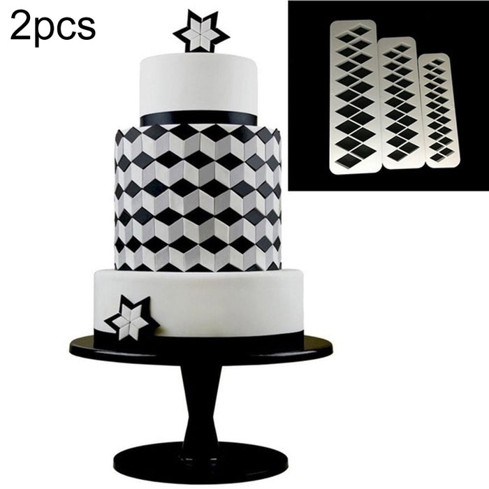 2 PCS Chocolate Cake Geometric Puzzle Embossed Strip Foundation Shape Graphic Biscuit Mold Stamping Tool, Four-sided Diamond, Jigsaw, Hexagon, Square, Regular Triangle, Oblique Triangle