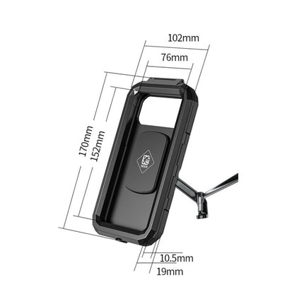 Kewig Bicycle Motorcycle Rearview Mirror Waterproof Box Touch Screen Phone Holder, Small Rearview Mirror Installation, Large Rearview Mirror Installation