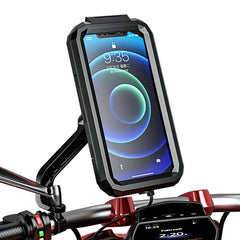 Kewig Bicycle Motorcycle Rearview Mirror Waterproof Box Touch Screen Phone Holder, Small Rearview Mirror Installation, Large Rearview Mirror Installation