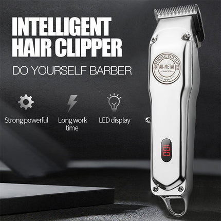 Retro Oil Head Electric Pusher Strong Power Electric Fader LCD Digital Display Rechargeable Hair Clipper, EU Plug, US Plug