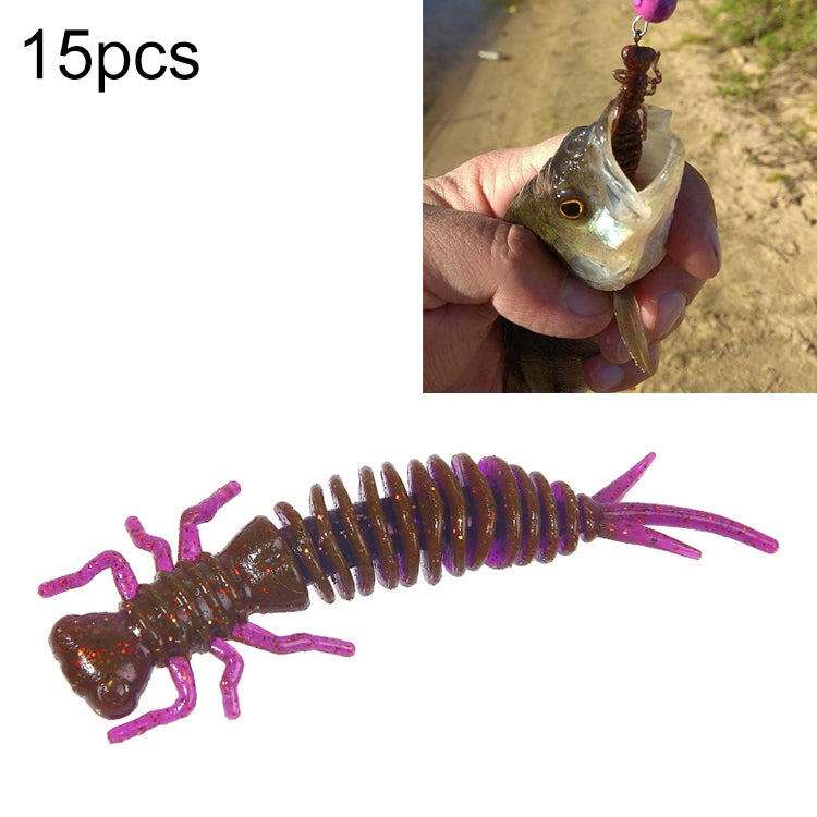 15 PCS 8-color Larvae Silicone Soft Bait Lure Bait, 55MM, 75MM, 100MM
