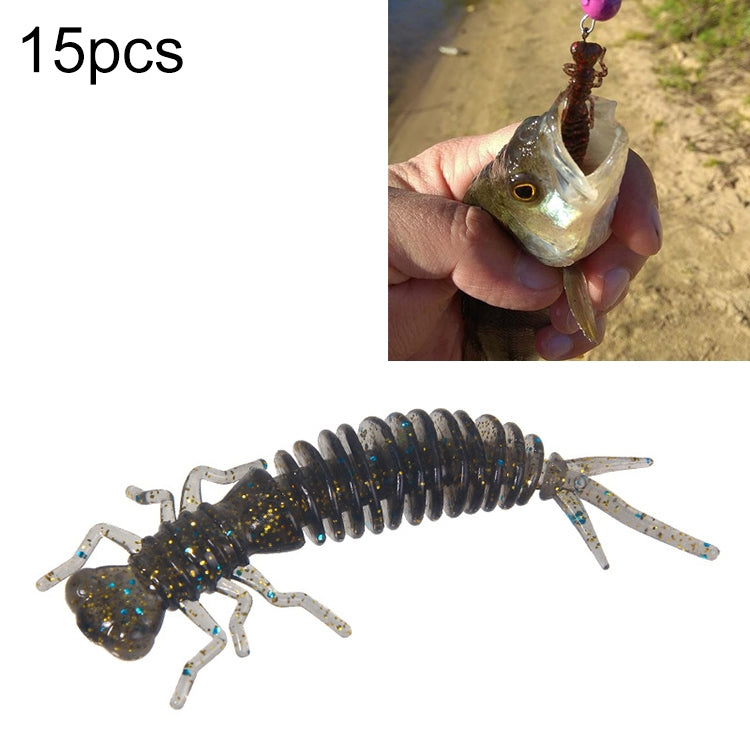 15 PCS 8-color Larvae Silicone Soft Bait Lure Bait, 55MM, 75MM, 100MM