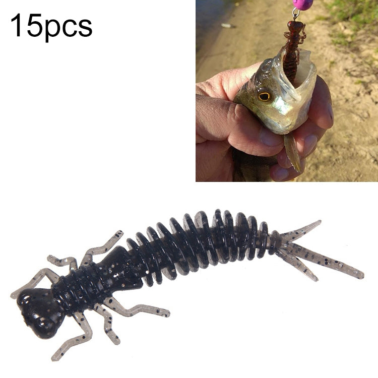 15 PCS 8-color Larvae Silicone Soft Bait Lure Bait, 55MM, 75MM, 100MM