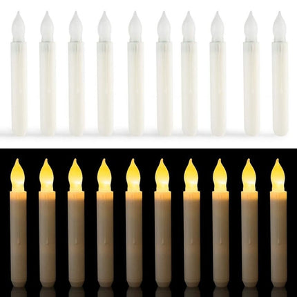 12 PCS/ Box LED Electronic Candle Light Flameless Candle Light Long Rod Christmas Candle, Flashing Warm White Light