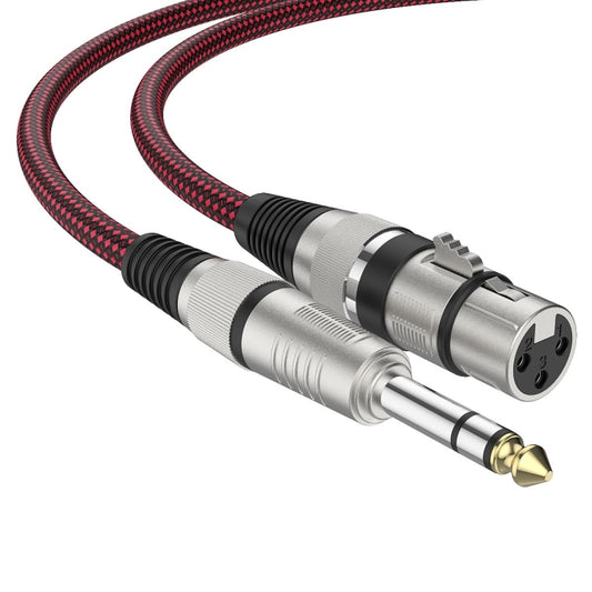 Red and Black Net TRS 6.35mm Male To Caron Female Microphone XLR Balance Cable, 0.5m, 1m, 1.8m, 3m, 5m, 8m, 10m, 12m, 15m, 20m, 25m, 30m