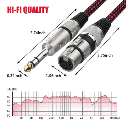 Red and Black Net TRS 6.35mm Male To Caron Female Microphone XLR Balance Cable, 0.5m, 1m, 1.8m, 3m, 5m, 8m, 10m, 12m, 15m, 20m, 25m, 30m