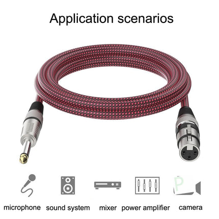 Red and Black Net TRS 6.35mm Male To Caron Female Microphone XLR Balance Cable, 0.5m, 1m, 1.8m, 3m, 5m, 8m, 10m, 12m, 15m, 20m, 25m, 30m