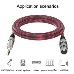 Red and Black Net TRS 6.35mm Male To Caron Female Microphone XLR Balance Cable, 0.5m, 1m, 1.8m, 3m, 5m, 8m, 10m, 12m, 15m, 20m, 25m, 30m
