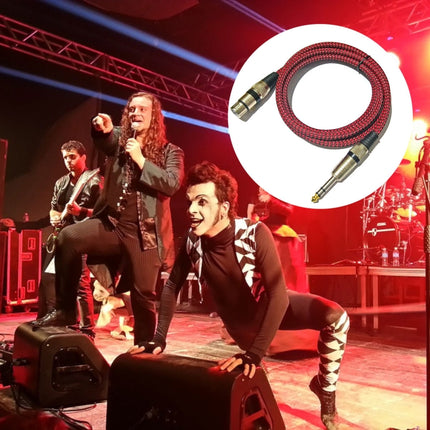 Red and Black Net TRS 6.35mm Male To Caron Female Microphone XLR Balance Cable, 0.5m, 1m, 1.8m, 3m, 5m, 8m, 10m, 12m, 15m, 20m, 25m, 30m