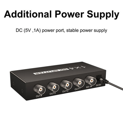 1 In 4 Out SD-SDI / HD-SDI / 3G-SDI Distribution Amplifier Video SDI Splitter, 1 In 4 Out
