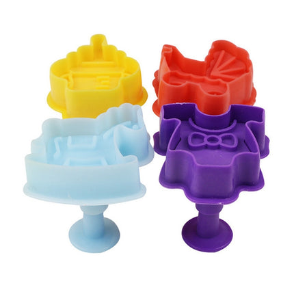4 in 1 3D Baby Series Biscuit Mold Fondant Pressing Tools, Random Color Delivery, 4 in 1  3D Baby Series