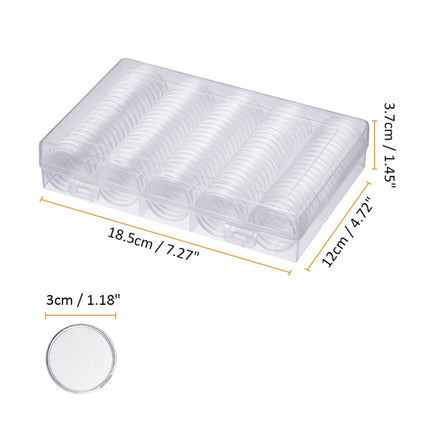 Coin Capsules 100 x 30mm Round Boxes Commemorative Coin Protection Box