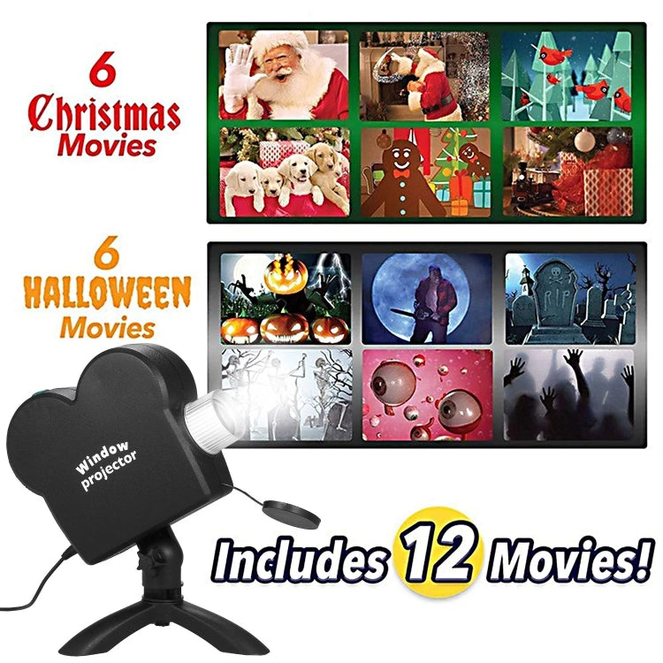 Christmas Halloween Laser Projector Mini Window Home Theater Projector, EU Plug