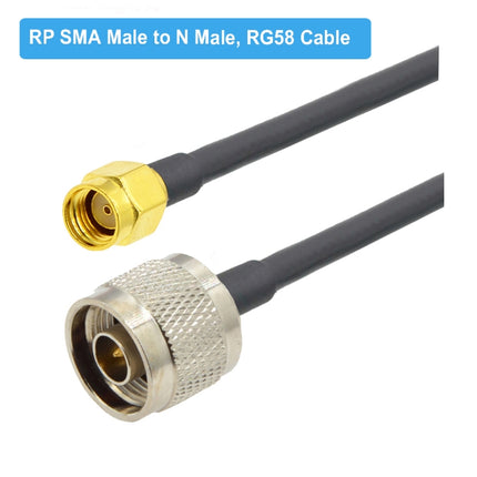 RP-SMA Male to N Male RG58 Coaxial Adapter Cable, RP-SMA Male to N Male 0.5m, RP-SMA Male to N Male 1m, RP-SMA Male to N Male 1.5m, RP-SMA Male to N Male 3m, RP-SMA Male to N Male 5m, RP-SMA Male to N Male10m