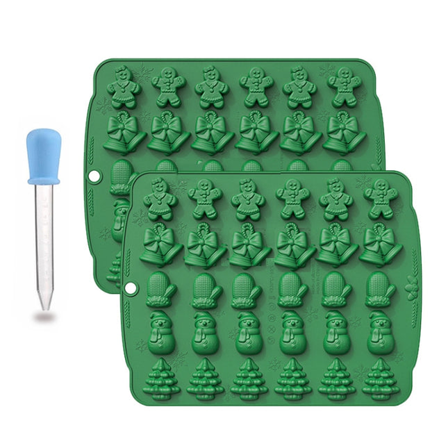 Christmas Supplies Drop Glue Mold Cake Barbecue Baking Tool, Green, Red, Chocolate