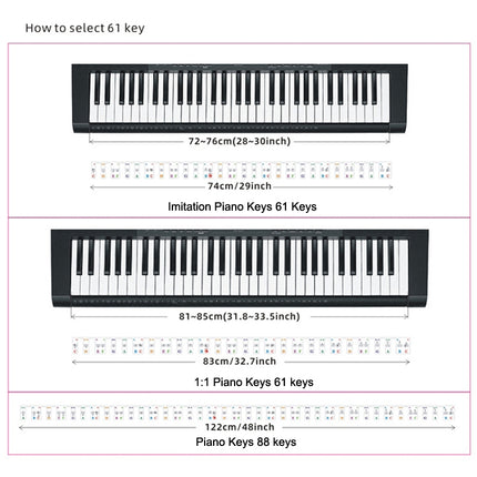 Children Beginner Piano Keyboard Color Stickers Musical Instrument Accessories, Imitation Piano Keys 61 Keys, Piano Keys 61 keys, Piano Keys 88 keys