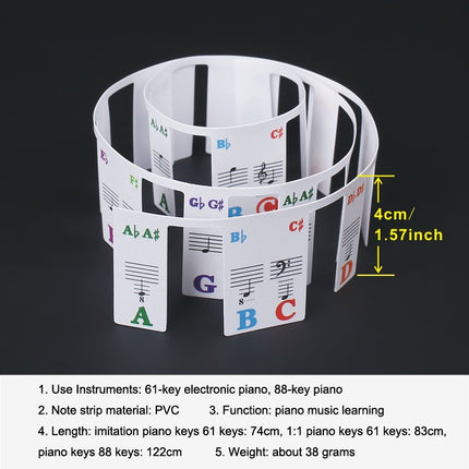 Children Beginner Piano Keyboard Color Stickers Musical Instrument Accessories