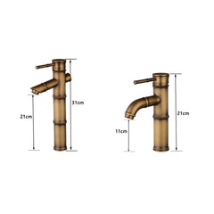 Antique Retro Hot Cold Water Bathroom Counter Basin Bamboo Waterfall Basin Copper Faucet, Breaking 2 Knots, Breaking 3 Knots, Early 2 Knots, Early 3 Knots, Elbow 2 Knots, Elbow 3 Knots