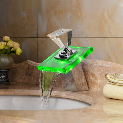 LED Waterfall Faucet Colorful Temperature Control Color-changing Anti-scalding Faucet, Color-changing Faucet