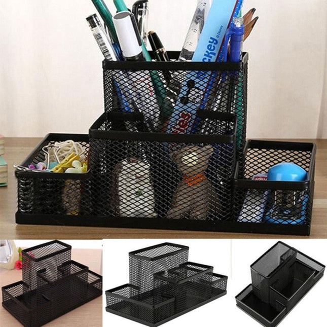 Desk Holder Organizer Metal Mesh Style Pencil Pen Holder Storage Box Home Storage Organization, Size: 15.5x10.2x10cm