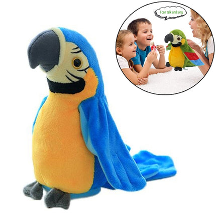 Plush Toy Parrots Recording Talking Parrots Will Twist the Fan Wings Children Toys, Height 18cm
