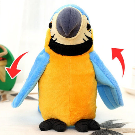 Plush Toy Parrots Recording Talking Parrots Will Twist the Fan Wings Children Toys, Height 18cm