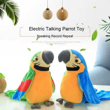 Plush Toy Parrots Recording Talking Parrots Will Twist the Fan Wings Children Toys, Height 18cm