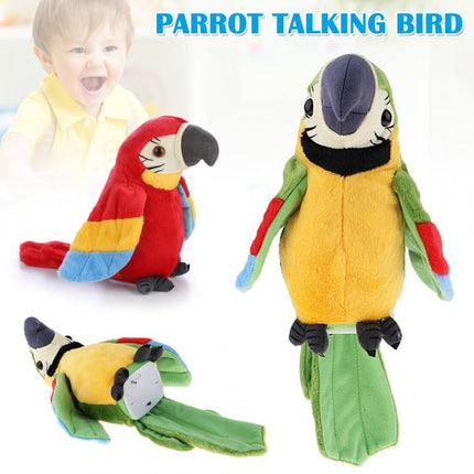 Plush Toy Parrots Recording Talking Parrots Will Twist the Fan Wings Children Toys, Height 18cm
