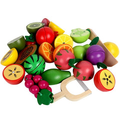 Children Wooden Magnetic Cut fruit and Vegetables Baby Cut Music Play House Kitchen Toys, YLB-14 PCS Vegetable Basket, YLB-12 PCS Fruit Basket