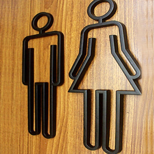 2 PCS Acrylic Toilet Symbol Adhesive Backed Bathroom Toilet Door Sign for Hotel, Toilet Sign(Gold), Toilet Sign(Black), Toilet Sign(Silver)