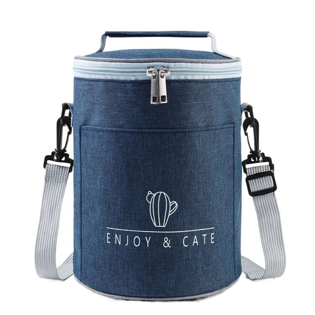 Round Lunch Bag Insulated Lunch Box Foldable & Portable Lunch Tote