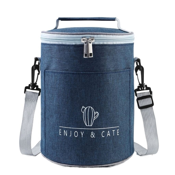 Round Lunch Bag Insulated Lunch Box Foldable & Portable Lunch Tote, L, M