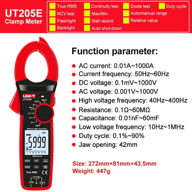 1000A 42mm Jaw Size Digital Clamp Meter AC DC Voltage Detector