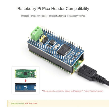 Waveshare For Raspberry Pi Pico CAN Bus Module (B),Enabling Long Range Communication Through SPI,23775, 23775