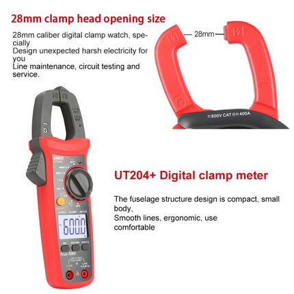 UNI-T  UT204+ 600A  Digital Clamp Meter AC DC Voltage Detector