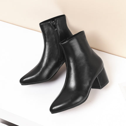 Autumn  Winter Glitter Square Heel Pointed Low-Top Women Boots, 32, 33, 34, 35, 36, 37, 38, 39