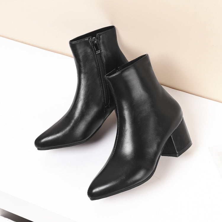 Autumn  Winter Glitter Square Heel Pointed Low-Top Women Boots