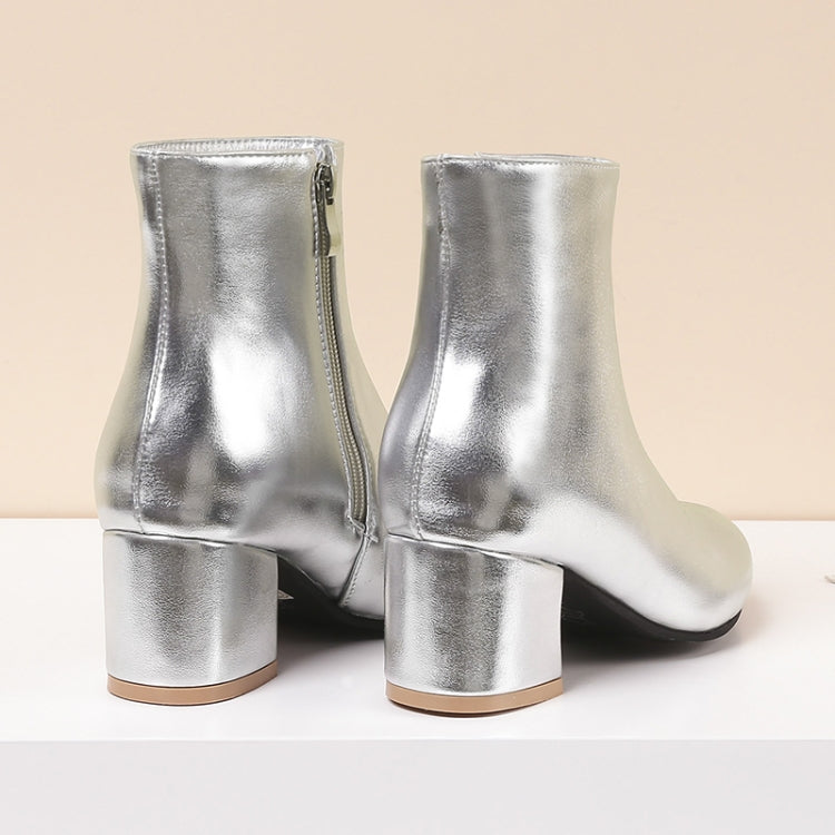 Autumn  Winter Glitter Square Heel Pointed Low-Top Women Boots