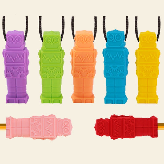 Silicone Robot Teether Baby Chewing Sensory Pendant Necklace