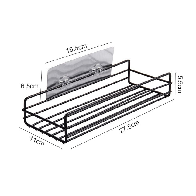 Wrought Iron Bathroom Shelf Wall Mounted Free Punch Toilet Rack, Square (Black), Square (White)