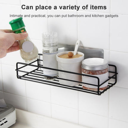 Wrought Iron Bathroom Shelf Wall Mounted Free Punch Toilet Rack, Square (Black), Square (White)